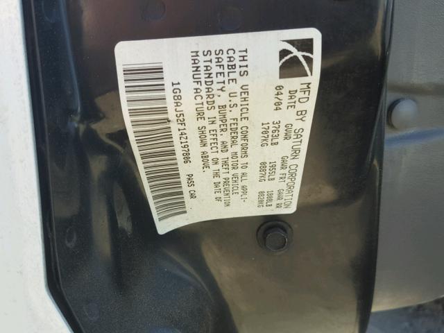 1G8AJ52F14Z197806 - 2004 SATURN ION LEVEL WHITE photo 10