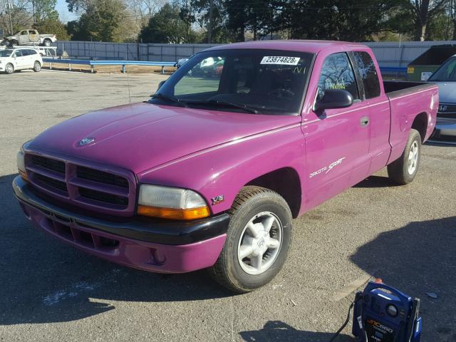 1B7GL23X2VS202361 - 1997 DODGE DAKOTA PURPLE photo 2