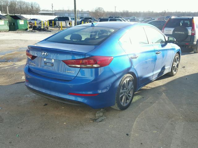 KMHD84LF0HU313535 - 2017 HYUNDAI ELANTRA SE BLUE photo 4