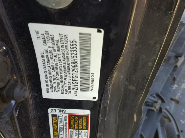 2HGFG12968H523555 - 2008 HONDA CIVIC EXL BLUE photo 10