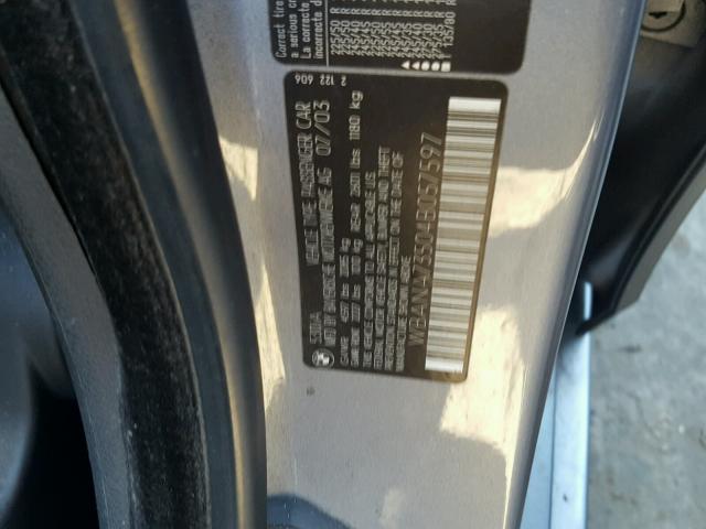 WBANA73504B057597 - 2004 BMW 530 I GRAY photo 10