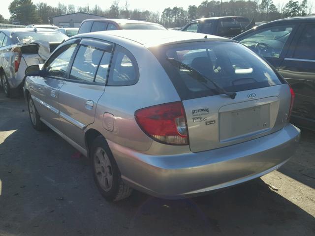 KNADC165X56239414 - 2005 KIA RIO CINCO SILVER photo 3