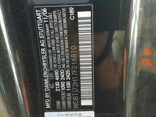 WDBTJ72H17F216810 - 2007 MERCEDES-BENZ CLK 550 BLACK photo 10