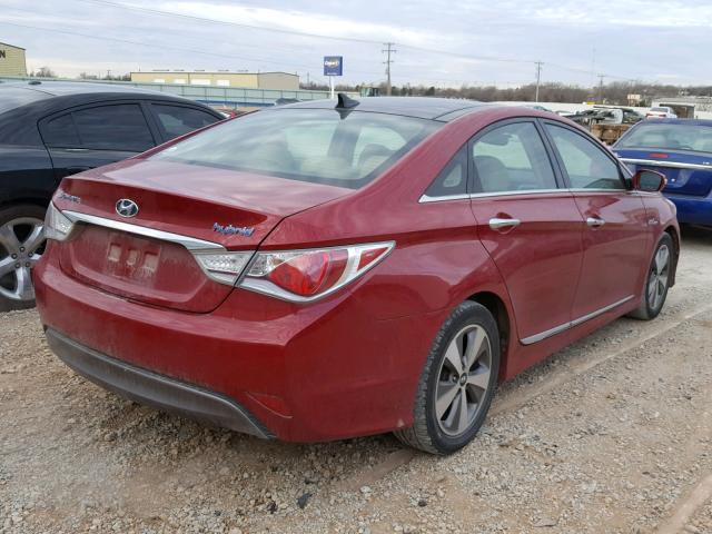 KMHEC4A49BA010749 - 2011 HYUNDAI SONATA HYB RED photo 4