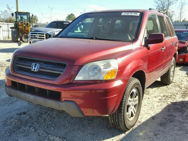 2HKYF18504H607290 - 2004 HONDA PILOT EXL RED photo 2