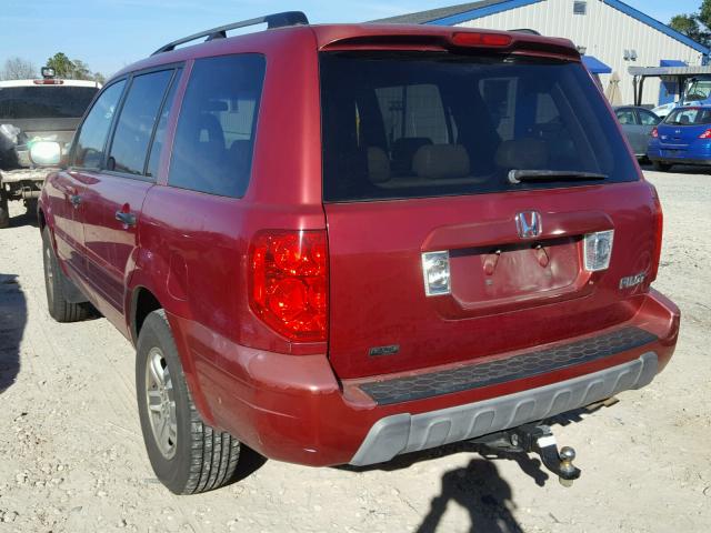 2HKYF18504H607290 - 2004 HONDA PILOT EXL RED photo 3