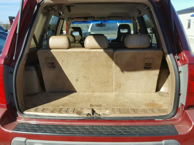 2HKYF18504H607290 - 2004 HONDA PILOT EXL RED photo 9