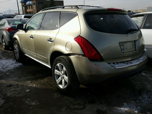 JN8AZ08T67W531627 - 2007 NISSAN MURANO SL GOLD photo 3