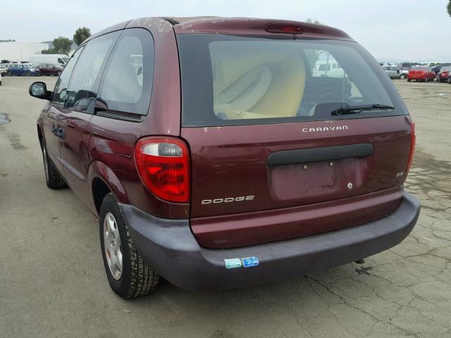 1D4GP25BX3B112770 - 2003 DODGE CARAVAN SE BURGUNDY photo 3