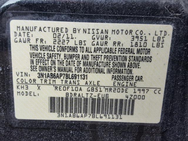 3N1AB6AP7BL691131 - 2011 NISSAN SENTRA 2.0 BLACK photo 10