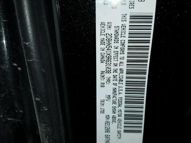 2D8HN541X9R631038 - 2009 DODGE GRAND CARA BLACK photo 10