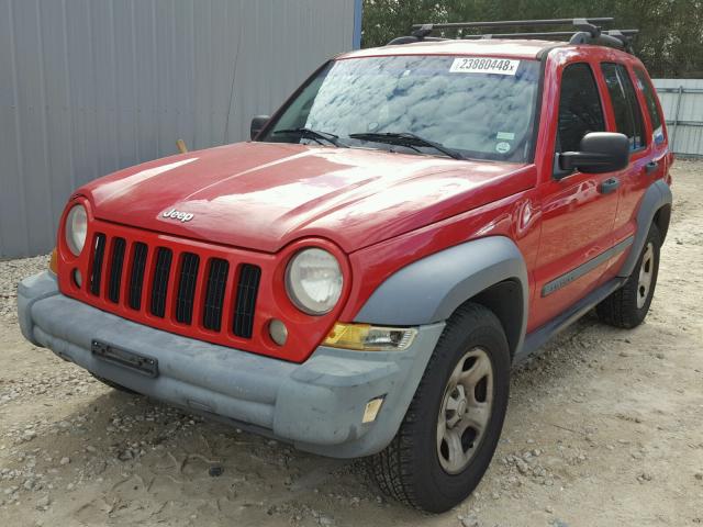 1J4GK48K15W537285 - 2005 JEEP LIBERTY SP RED photo 2