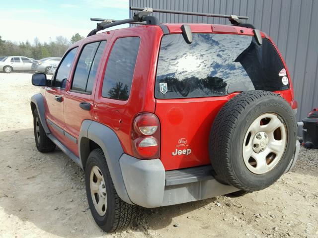 1J4GK48K15W537285 - 2005 JEEP LIBERTY SP RED photo 3