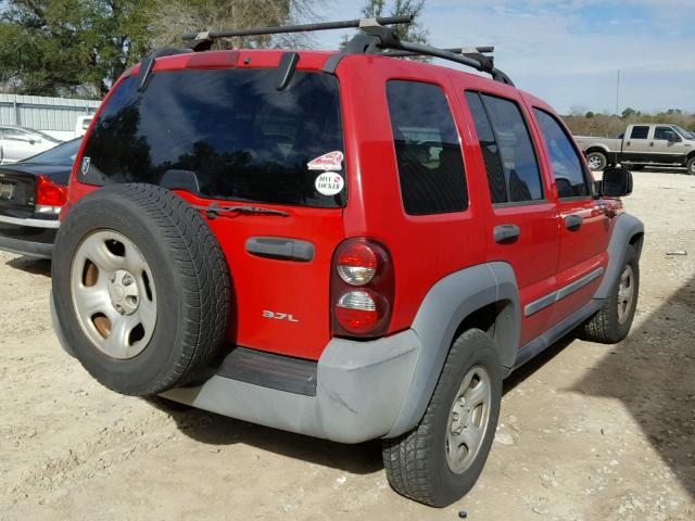 1J4GK48K15W537285 - 2005 JEEP LIBERTY SP RED photo 4