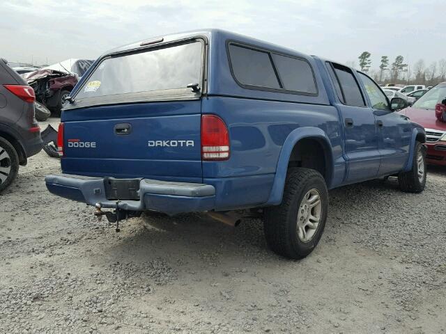 1D7HL38N43S114075 - 2003 DODGE DAKOTA QUA BLUE photo 4