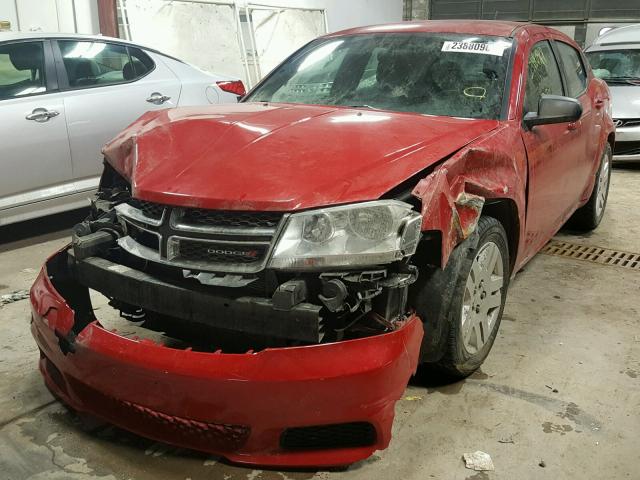 1C3CDZAG2DN750904 - 2013 DODGE AVENGER SE RED photo 2