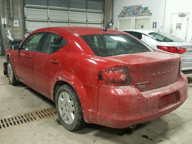 1C3CDZAG2DN750904 - 2013 DODGE AVENGER SE RED photo 3