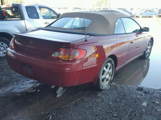 2T1FF28P62C564525 - 2002 TOYOTA CAMRY SOLA RED photo 4