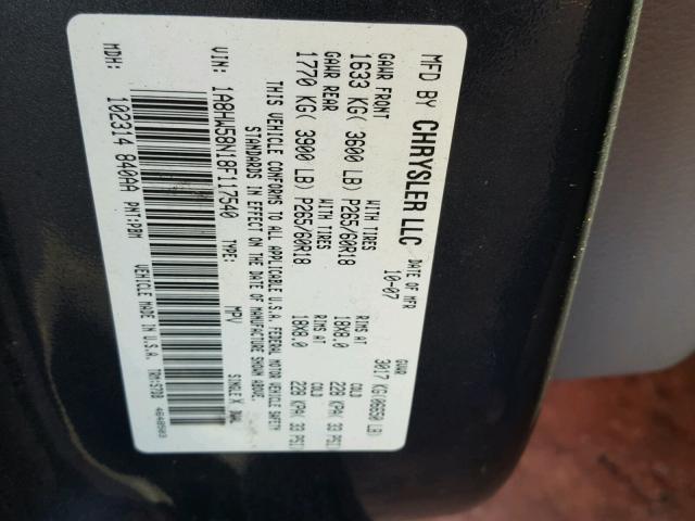 1A8HW58N18F117540 - 2008 CHRYSLER ASPEN LIMI 蓝色 照片 10