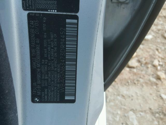 WBAGN63473DR14452 - 2003 BMW 745 LI فضي صورة 10