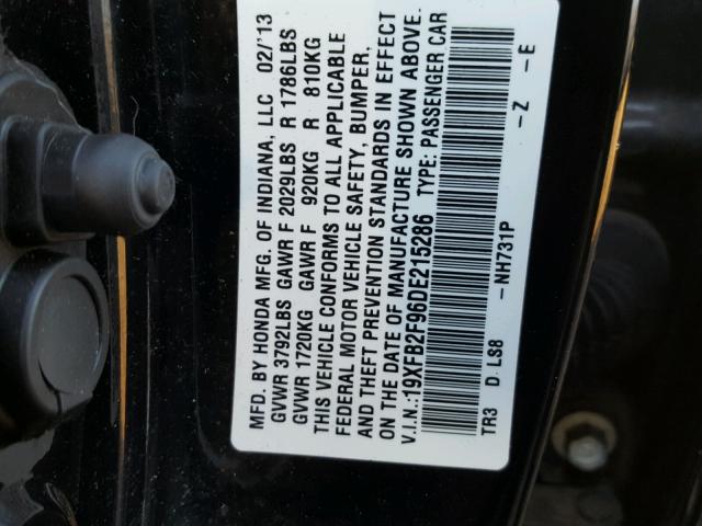 19XFB2F96DE215286 - 2013 HONDA CIVIC EXL Qara foto 10