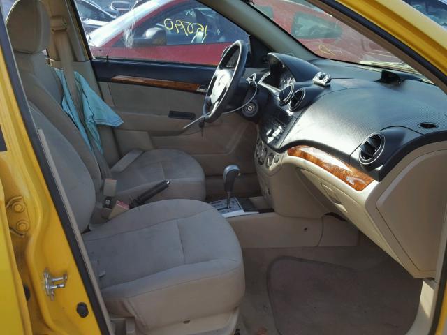 KL1TD56E99B383446 - 2009 CHEVROLET AVEO LS YELLOW photo 5