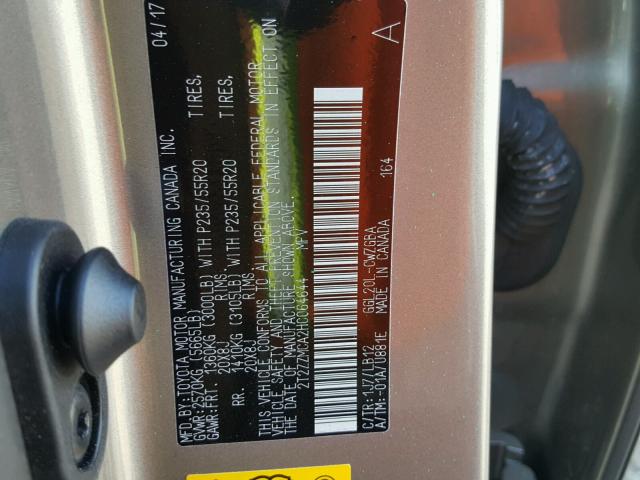 2T2ZZMCA2HC064644 - 2017 LEXUS RX 350 SILVER photo 10