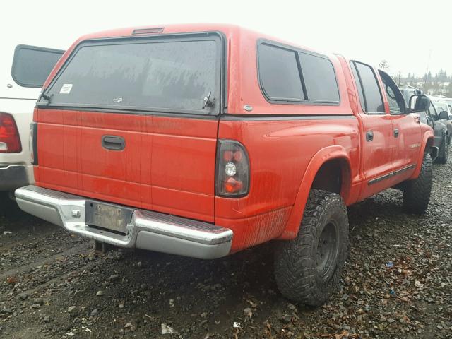 1B7HG2AZ9YS634012 - 2000 DODGE DAKOTA QUA RED photo 4