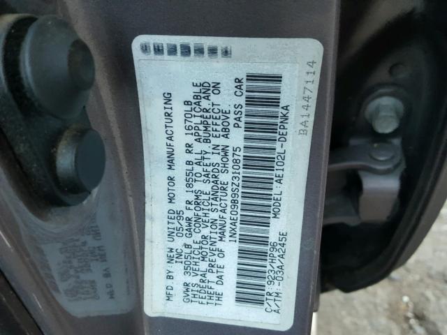 1NXAE09B9SZ310875 - 1995 TOYOTA COROLLA LE 灰色 照片 10