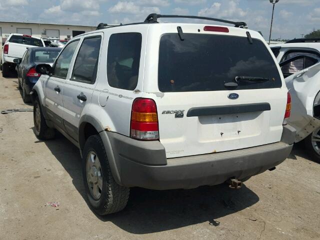 1FMYU04131KA94449 - 2001 FORD ESCAPE XLT WHITE photo 3