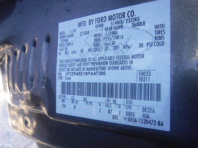 1FTZR45E18PA47386 - 2008 FORD RANGER SUP GRAY photo 10