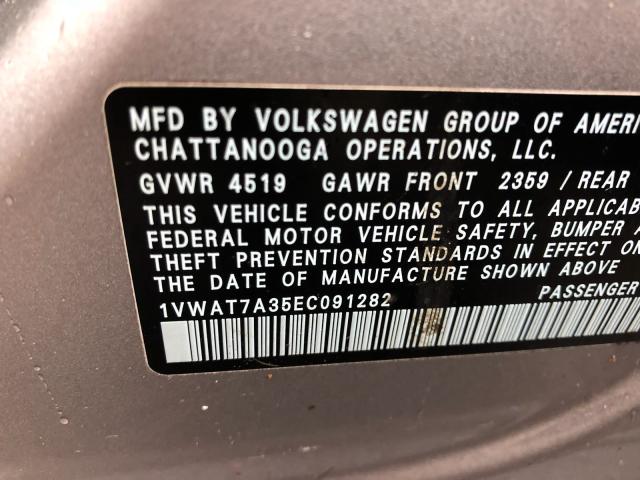 1VWAT7A35EC091282 - 2014 VOLKSWAGEN PASSAT S ვერცხლისფერი ფოტო 10