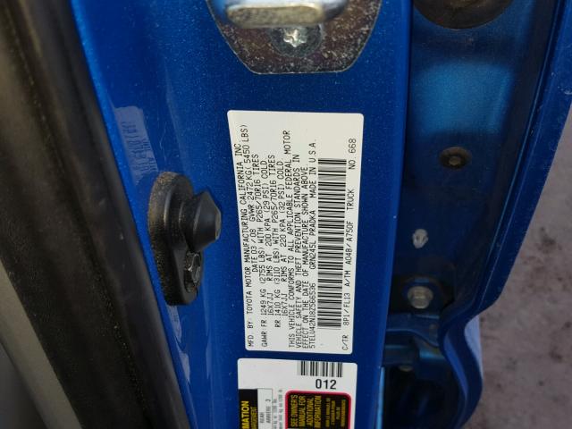 5TELU42N18Z566536 - 2008 TOYOTA TACOMA DOU BLUE photo 10