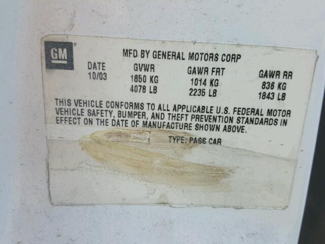 1G2NF52E54M512768 - 2004 PONTIAC GRAND AM S თეთრი ფოტო 10