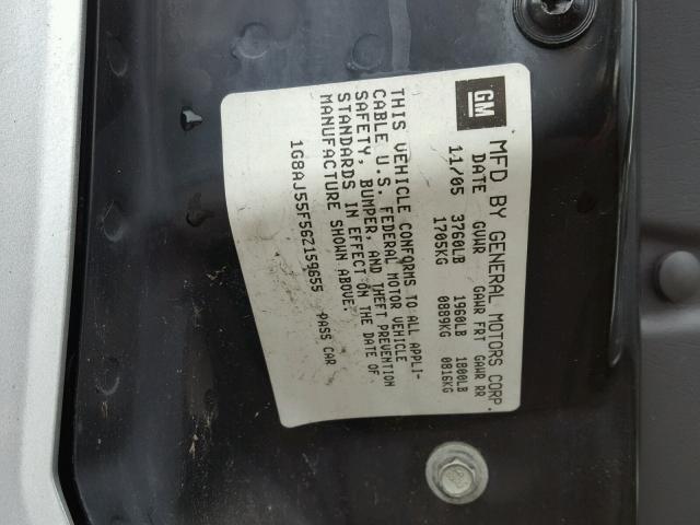 1G8AJ55F56Z159655 - 2006 SATURN ION LEVEL SILVER photo 10