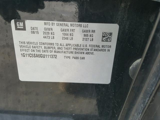 1G11C5SA6GU111372 - 2016 CHEVROLET MALIBU LIM 黑色 照片 10