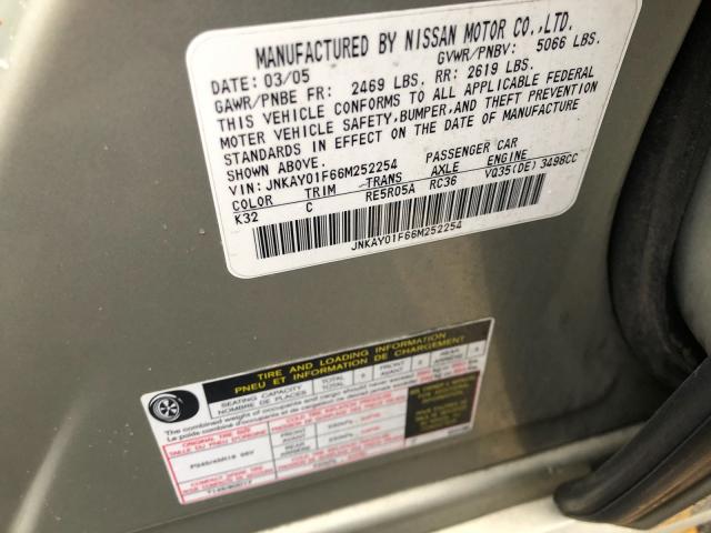 JNKAY01F66M252254 - 2006 INFINITI M35 BASE TAN photo 10