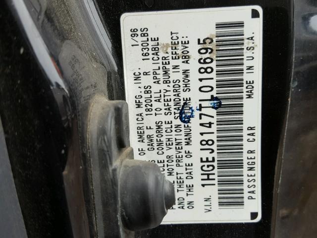 1HGEJ8147TL018695 - 1996 HONDA CIVIC EX BLACK photo 10