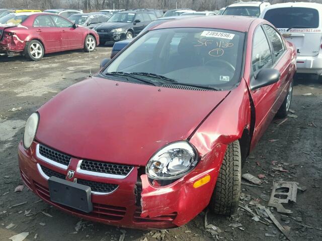 1B3ES56C55D162660 - 2005 DODGE NEON SXT RED photo 2