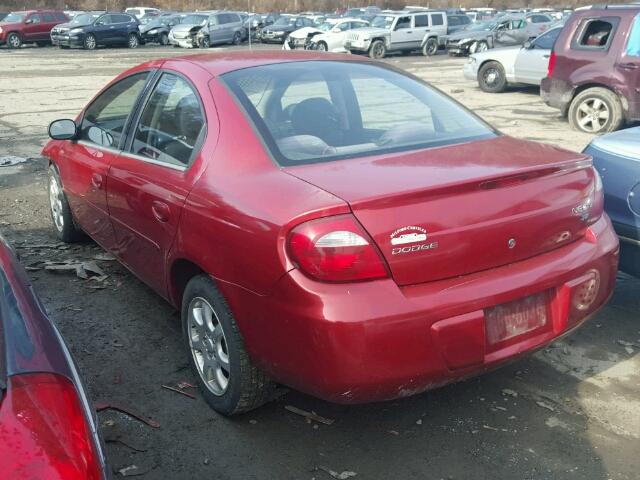 1B3ES56C55D162660 - 2005 DODGE NEON SXT RED photo 3