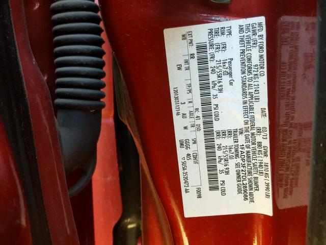 1FADP3F27DL289086 - 2013 FORD FOCUS SE RED photo 10