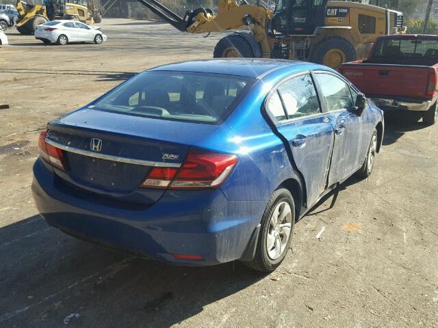 19XFB2F54FE036258 - 2015 HONDA CIVIC LX BLUE photo 4