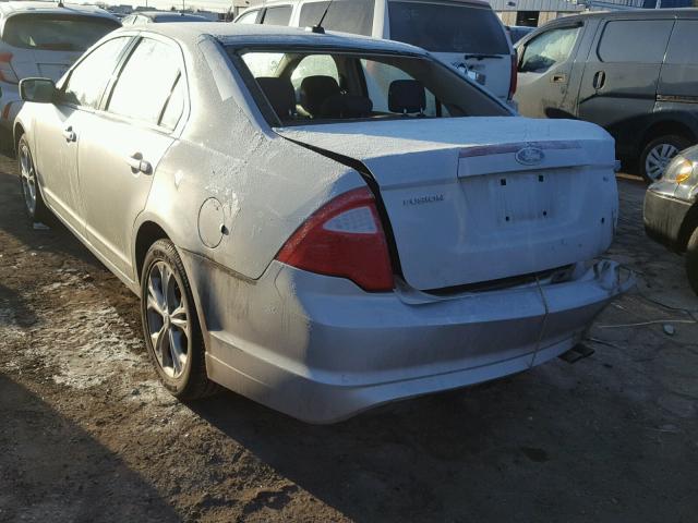 3FAHP0HA7CR326741 - 2012 FORD FUSION SE SILVER photo 3