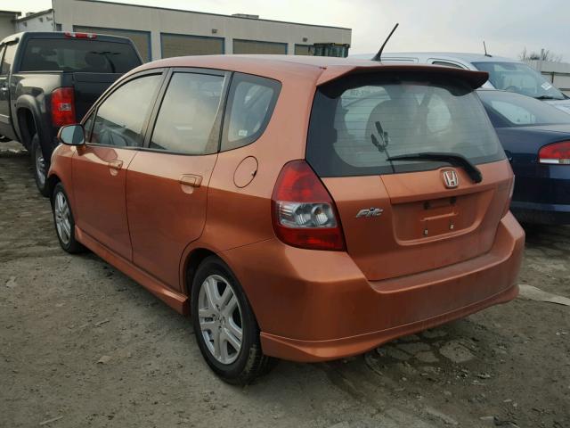 JHMGD38627S020860 - 2007 HONDA FIT S ORANGE photo 3