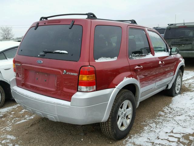 1FMYU95H45KE18319 - 2005 FORD ESCAPE HEV RED photo 4