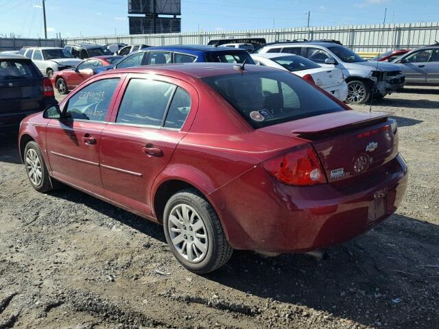 1G1AT58H897213309 - 2009 CHEVROLET COBALT LT BURGUNDY photo 3