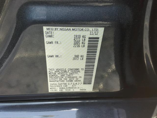 1N4AL3AP7DC171427 - 2013 NISSAN ALTIMA 2.5 GRAY photo 10