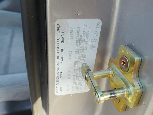 KLAVA69252B325350 - 2002 DAEWOO LEGANZA CD SILVER photo 10