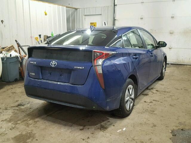 JTDKARFU9H3540560 - 2017 TOYOTA PRIUS BLUE photo 4