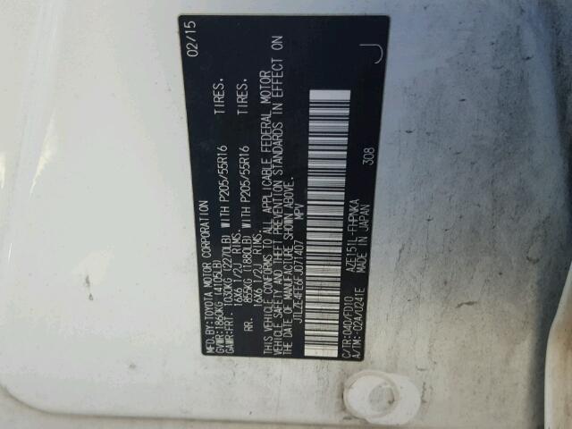 JTLZE4FE6FJ071407 - 2015 TOYOTA SCION XB WHITE photo 10